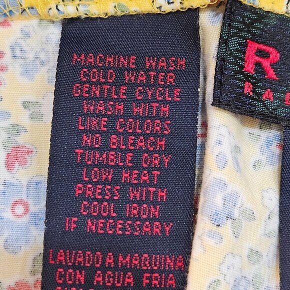 Ralph Lauren Small Crop Capri Cargo Pants Floral Drawstring Yellow Cottagecore - Picture 8 of 12